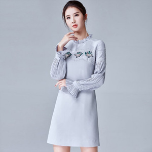 [해외] HOT신상 여성 꽃무늬자수 블라우스 쉬폰 캐주얼 원피스