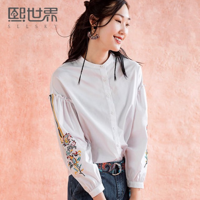 [해외] HOT신상 여성 복고 쉬폰 티셔츠 벌룬소매 셔츠