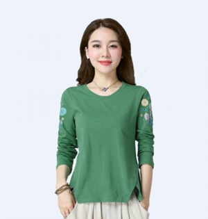 [해외] HOT신상 봄 여성 민족풍 꽃무늬 티셔츠 루즈핏 티셔츠
