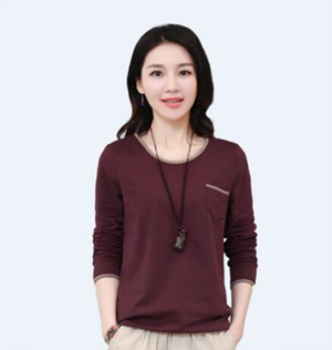 [해외] HOT신상 봄 여성 빅사이즈 캐주얼 티셔츠 라운드넥 티셔츠