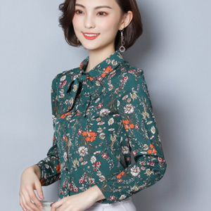 [해외] HOT신상 봄 여성 빅사이즈 쉬폰 티셔츠 리본 캐주얼티셔츠