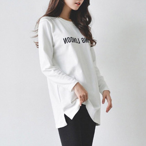 [해외] TOP신상 패션 캐주얼 여성 미니얼 순색 긴소매 라운드넥 느슨한 티셔츠(2개묶음)