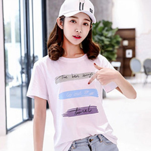 [해외] TOP신상 패션 캐주얼 여성 미니얼 순색 라운드넥 반소매 티셔츠