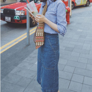 [해외] TOP신상 패션 캐주얼 여성 미니얼 Chic 체크무늬 셔츠+청스커트 투피스