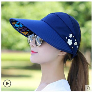 [해외] 핫신상 자외선차단 모자 썬캡 스냅모자 여름휴가 바닷가 여행모자 2개묶음