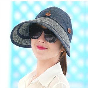 [해외] TOP신상 패션 캐주얼 여성 여름 챙큰 비치 모자 자외선 차단 모자 썬캡