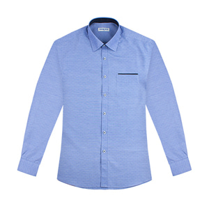 Dch 레귤러 핀도트 패턴 블루 셔츠
