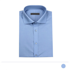 Mnd FSSF18006 블루 와이드카라 솔리드 셔츠