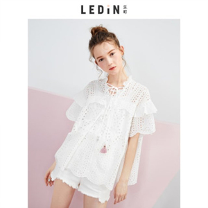 [해외] 2018 봄 여성 흰색 레이스 쉬폰 긴 소매 셔츠