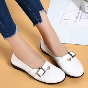 [해외] 2018 봄 새로운 흰색 신발 가죽 플랫 대형 신발 레이스 단일 신발