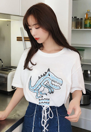 [해외]Kc 공룡 프린트 티셔츠 2colors [80330-A010]