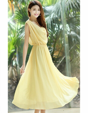 [해외] 여름 드레스 슬림 얇은 섹션 쉬폰 드레스 보헤미안 드레스