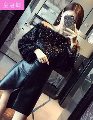 [해외] 2018년 봄 패션 스커트 정장 재킷 칼라 술 플러시 드레스 상하세트