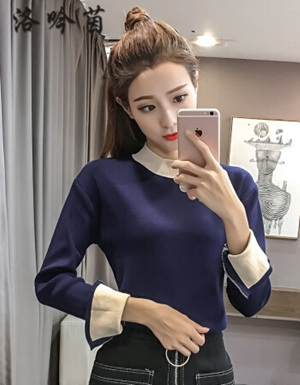 [해외] 신작 스웨터 반소매 넥타이 스웨터 긴팔 셔츠