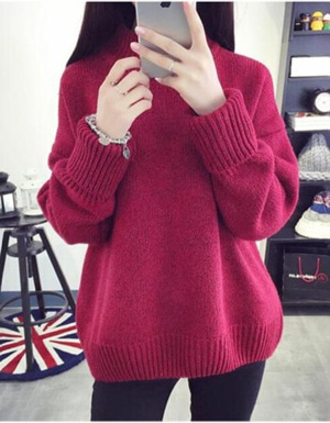 [해외] 하이 넥 스웨터 여성 풀오버 스웨터