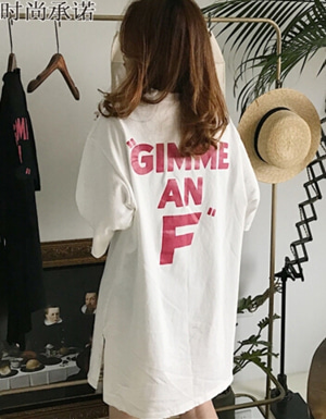 [해외] 2018년 패션 짧은 소매 드레스 5부소매 느슨한 긴 T 셔츠