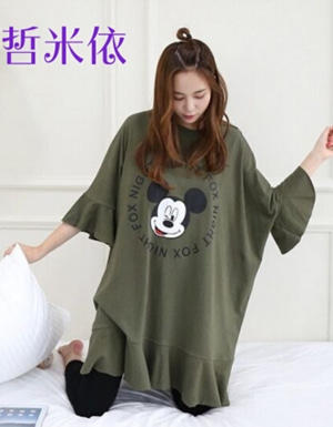 [해외] 학생 반소매 드레스 박쥐 소매 T 셔츠