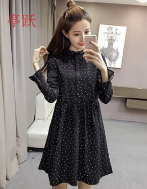 [해외] 쉬폰 여성 캐주얼 블랙 T 셔츠 드레스