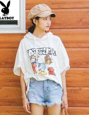 [해외] 귀여운 만화 프린팅 느슨한 T 셔츠 여름 학생 드레스