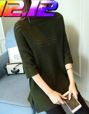 [해외] 패션 슬리브 반 하이 칼라 캐주얼 스웨터