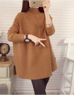 [해외] 하이 칼라와 긴 섹션 패션 슬림 스웨터
