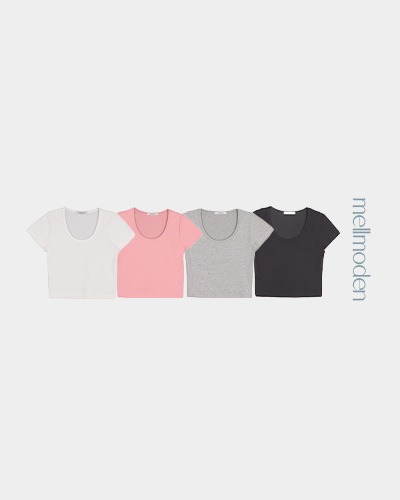 [preview! 5/2 오후 12시 주문오픈][mellmoden]인생핏 크롭 유넥 티셔츠(4color)