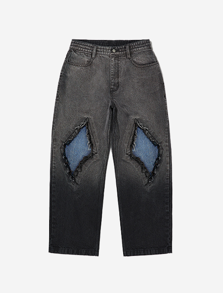 PATCHED STRAIGHT PANTS - BLACK