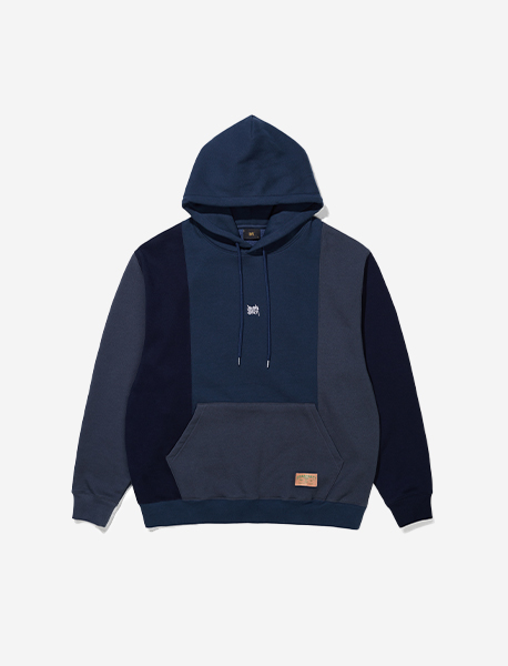 TAG BLOCKED HOODIE - NAVY brownbreath