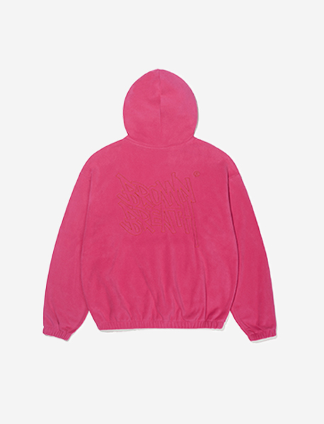 FLEECE TAG HOODIE - PINK brownbreath