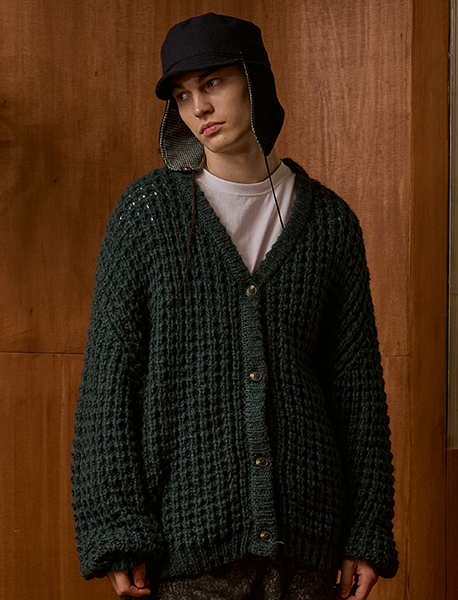 SPREAD KNIT CARDIGAN - GREEN brownbreath