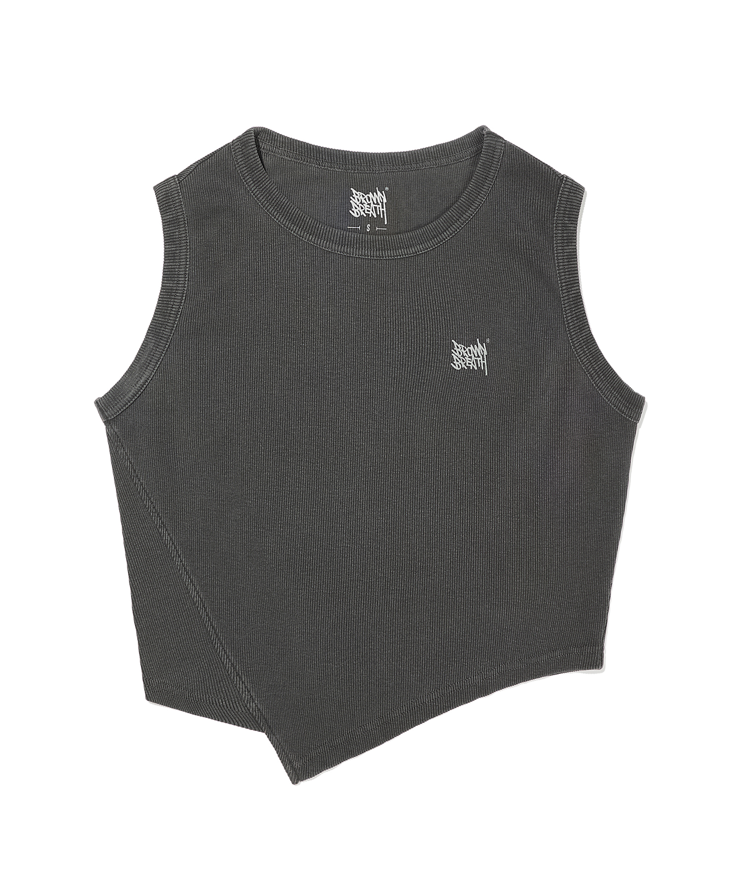 W TAG PIGMENT SLOPE TANK TOP - CHARCOAL brownbreath