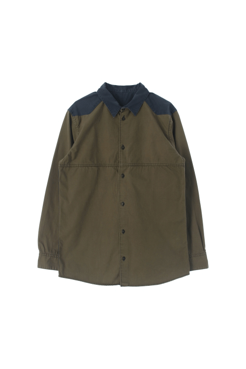JAPAN (Man - M) 코튼 배색 언발란스 긴팔 셔츠