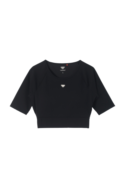 다이나핏 (Woman - L) 나일론 로고 브라 탑 크롭 티셔츠