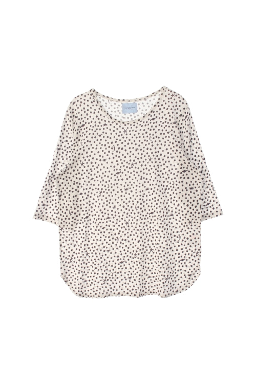 츠모리 치사토 (Woman - L) 코튼 레이온 패턴 티셔츠