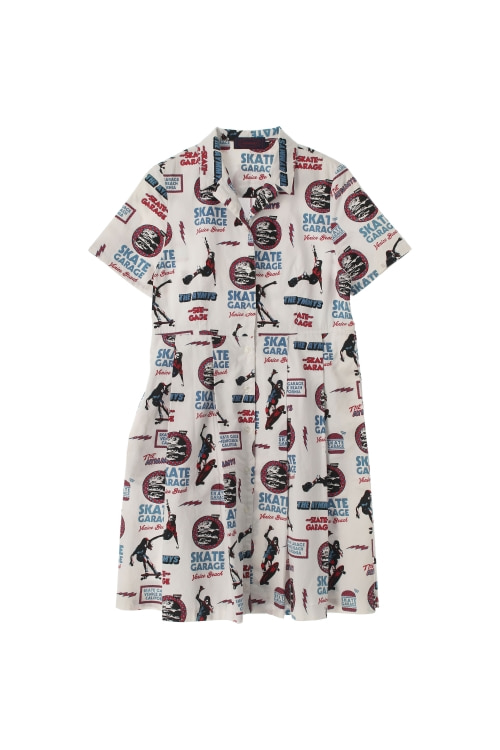 JAPAN (Woman - S) 코튼 패턴 반팔 셔츠 원피스