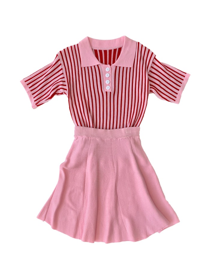 striped pink two-piece set