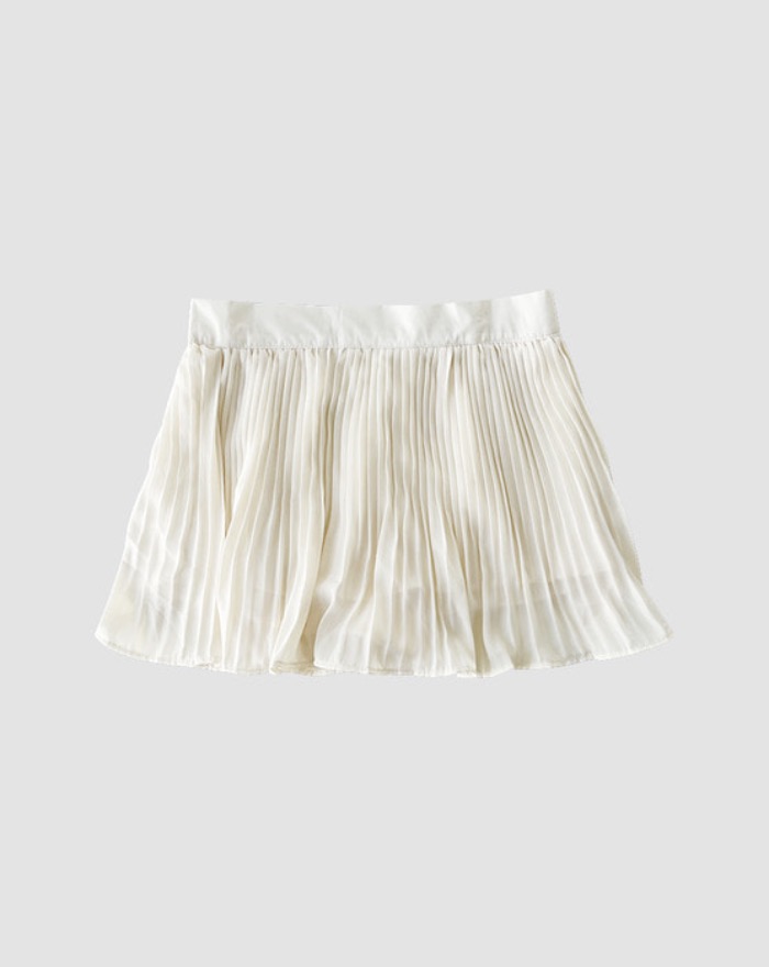 feminine back banding pleated mini skirt pants