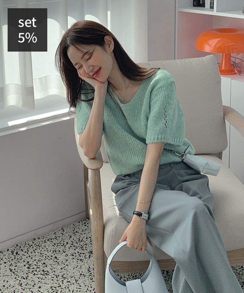 アルパカ半袖ニット+アーバンジョイスラックス 韓国ファッション通販 ダルトゥ