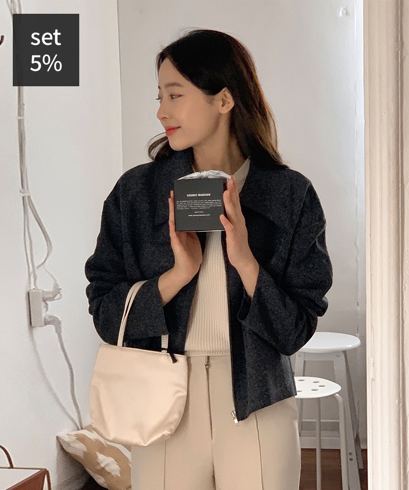 アバウト集業ジャケット+クロワッサン半袖ニット(ウール30%) 韓国ファッション通販 ダルトゥ