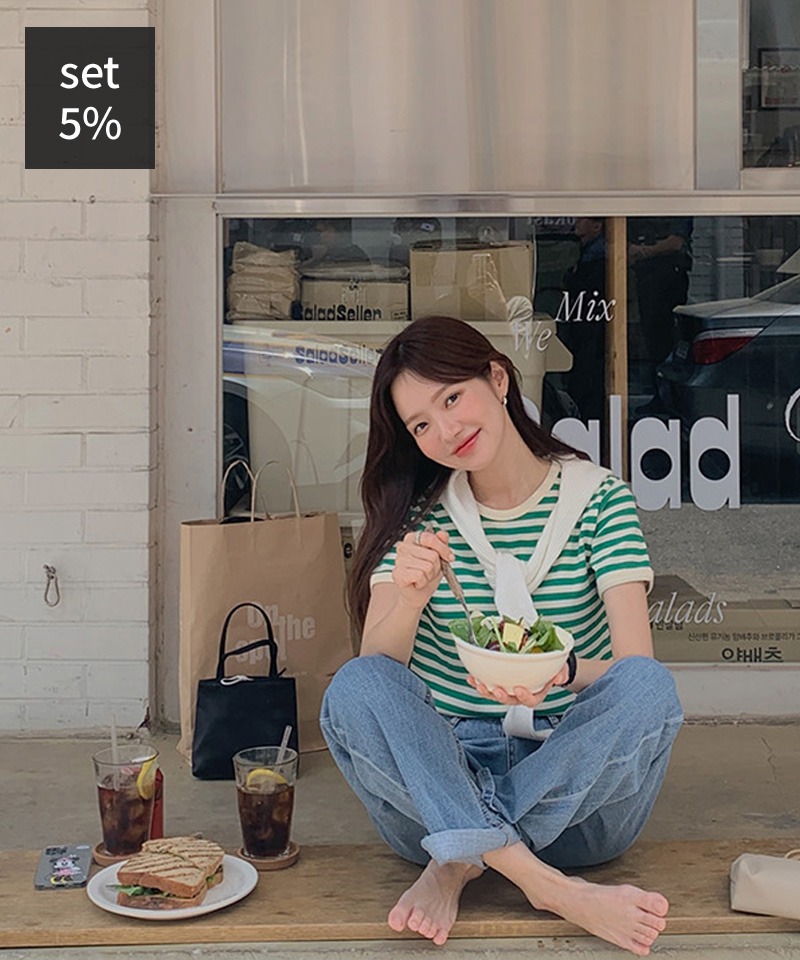 プリンダンガラ半袖Tシャツ+コンフォートデニムパンツ 韓国ファッション通販 ダルトゥ
