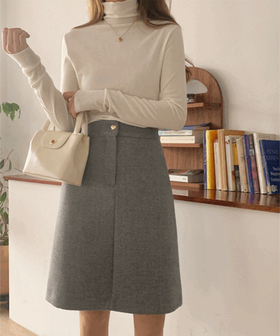 Bob Twill Midi Skirt (wool 30%) : [PRODUCT_SUMMARY_DESC]
