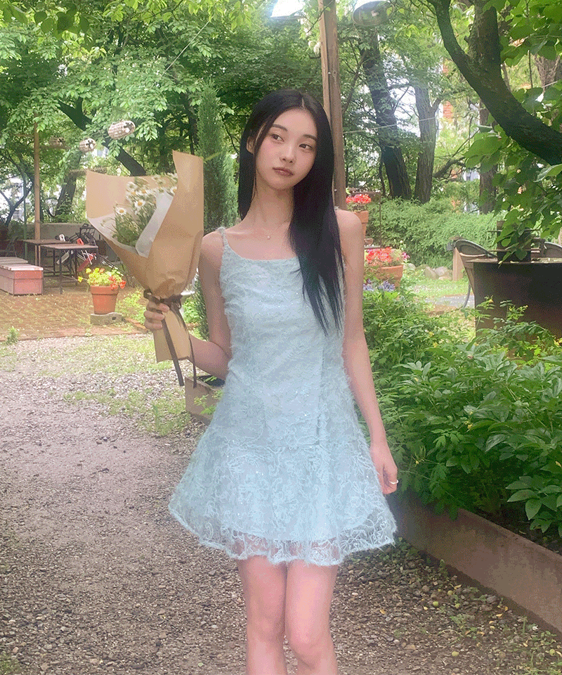 Glitter lace mini dress