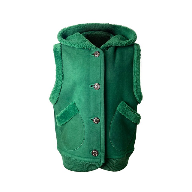 [헤이에스fur] Eucalyptus Green Reversible Shearling Vest [바로배송]