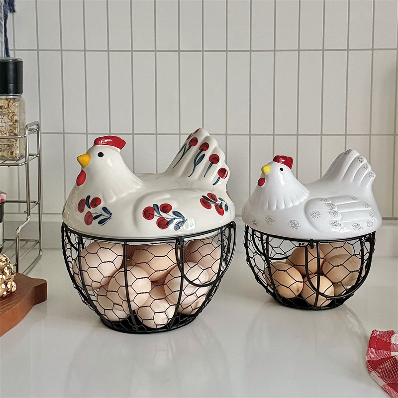 귀여운 닭 달걀 철제 바구니