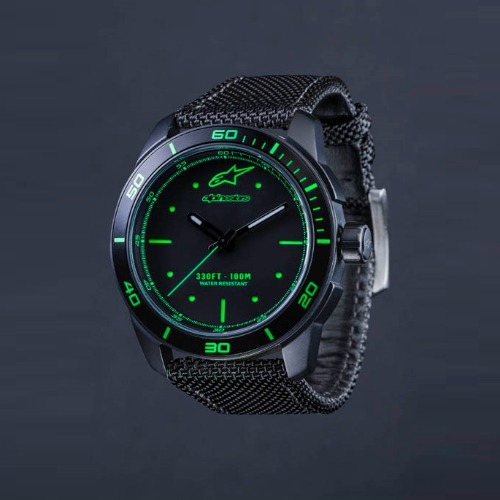 [바이크팩토리]알파인스타 TECH WATCH 3H MATT BLACK PVD_GREEN 시계