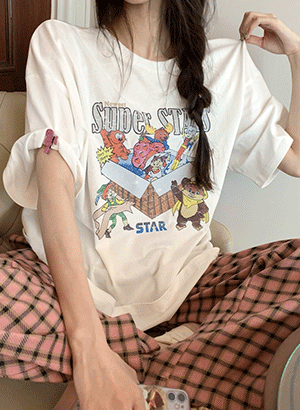 [여름코디!/데일리] 알콩 프린팅 루즈핏 반팔 티셔츠