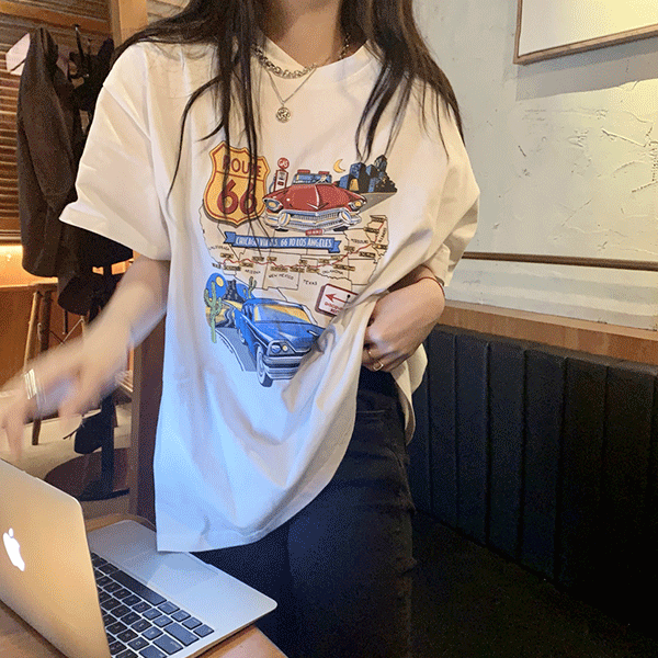 [여름신상/캐주얼] 쏘카 프린팅 루즈핏 반팔 티셔츠