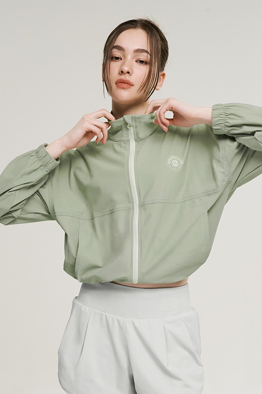 쿨터치 에어라이트 크롭 여성 집업 자켓 올리브레이지비 래쉬가드