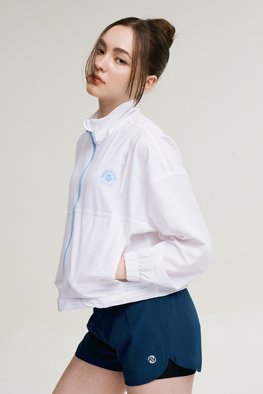 쿨터치 에어라이트 크롭 여성 집업 자켓 화이트레이지비 래쉬가드