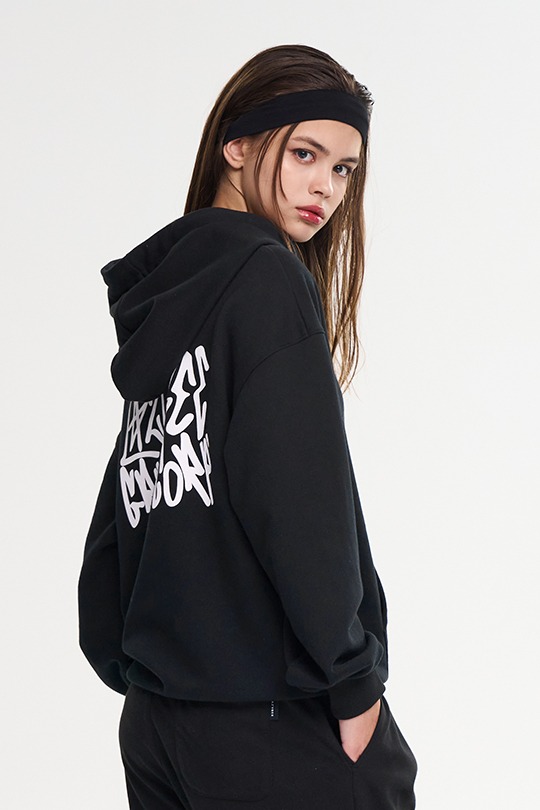 [48시간 특가] 시그니처 그래피티 루즈핏 W 후드 블랙레이지비 래쉬가드